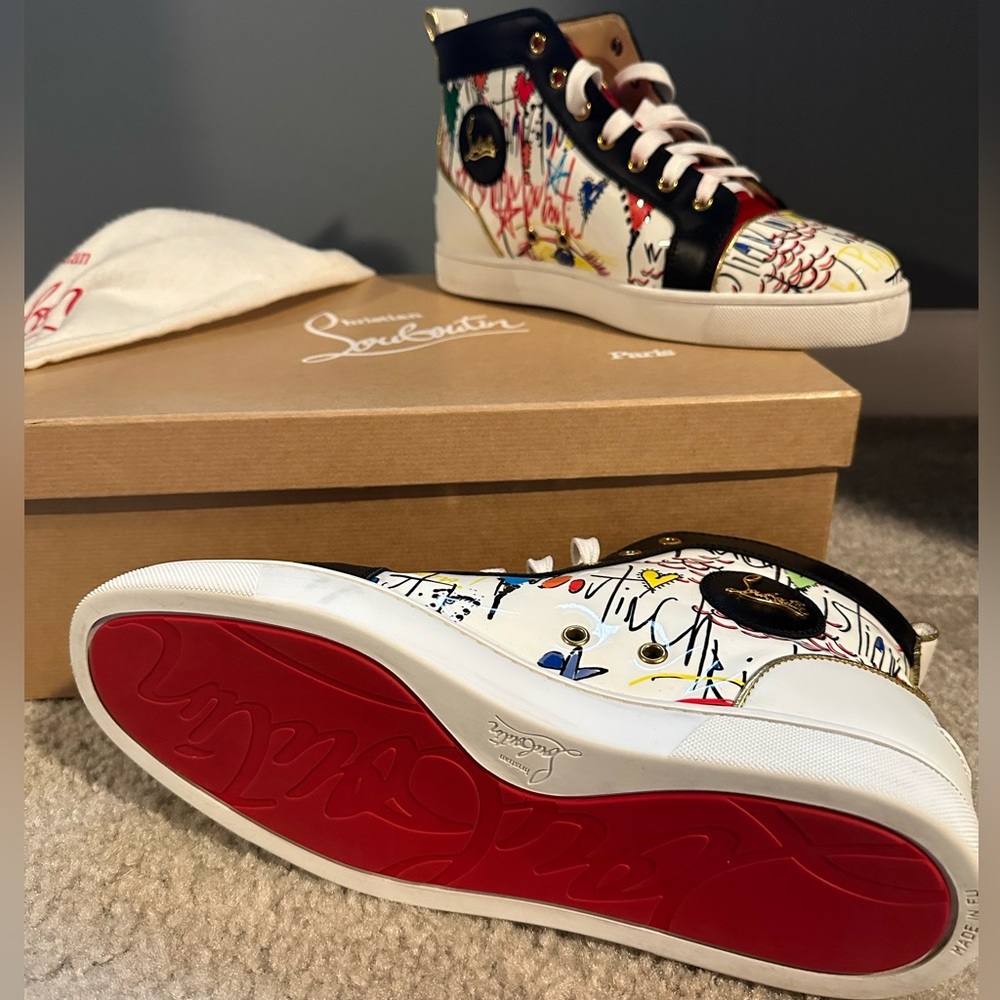Christian Louboutin white multi color sneakers size 43.5